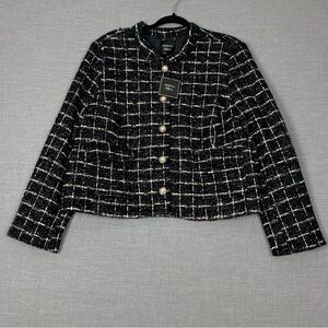 Autres Filles Blazer Jacket NEW Womens Sz 3X Black and White Windowpane Check